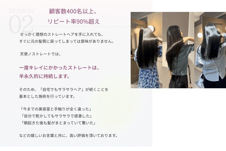 顧客数400名以上、 リピート率90%超え